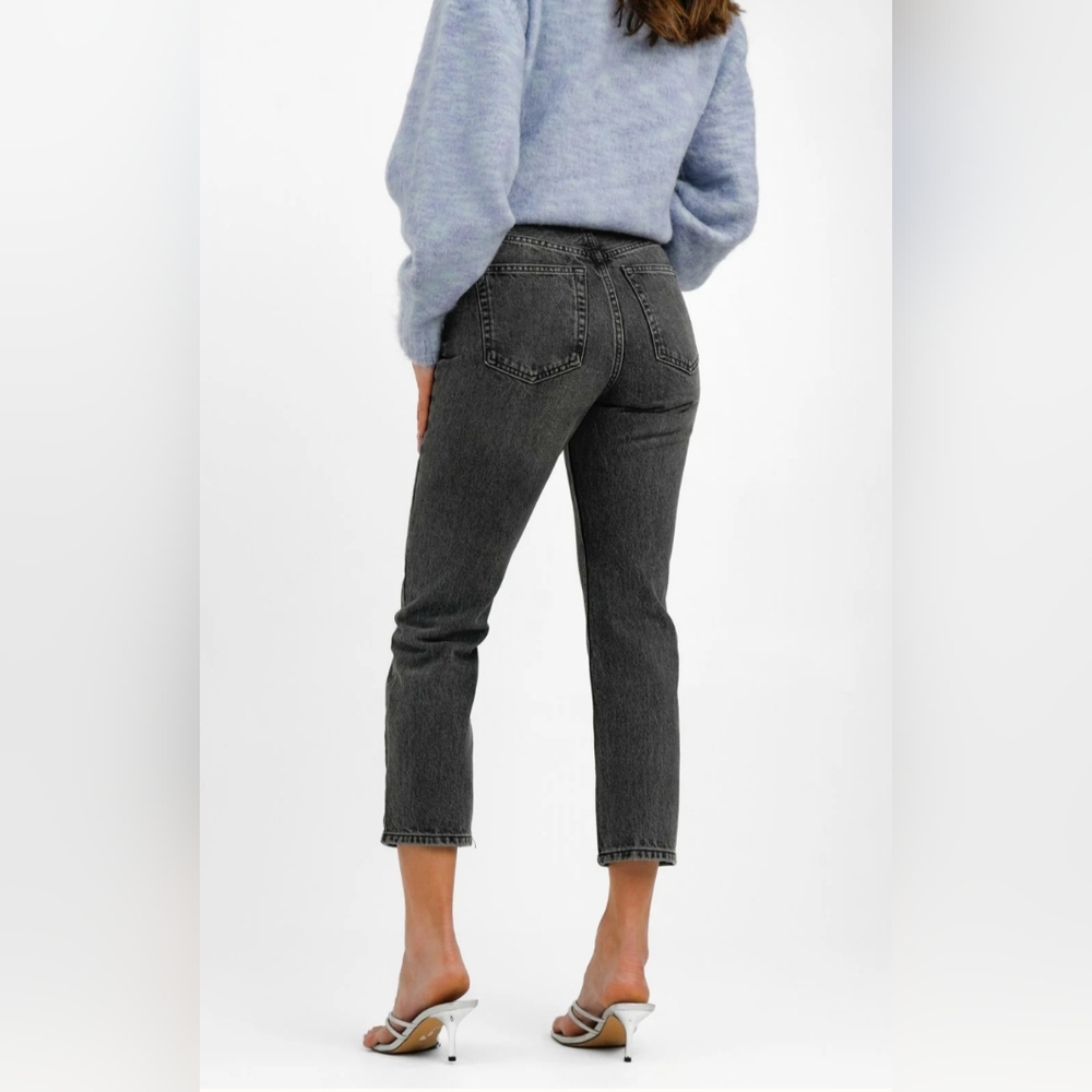Topshop Editor Jeans High Waisted Straight Leg in Washed Black Size 26